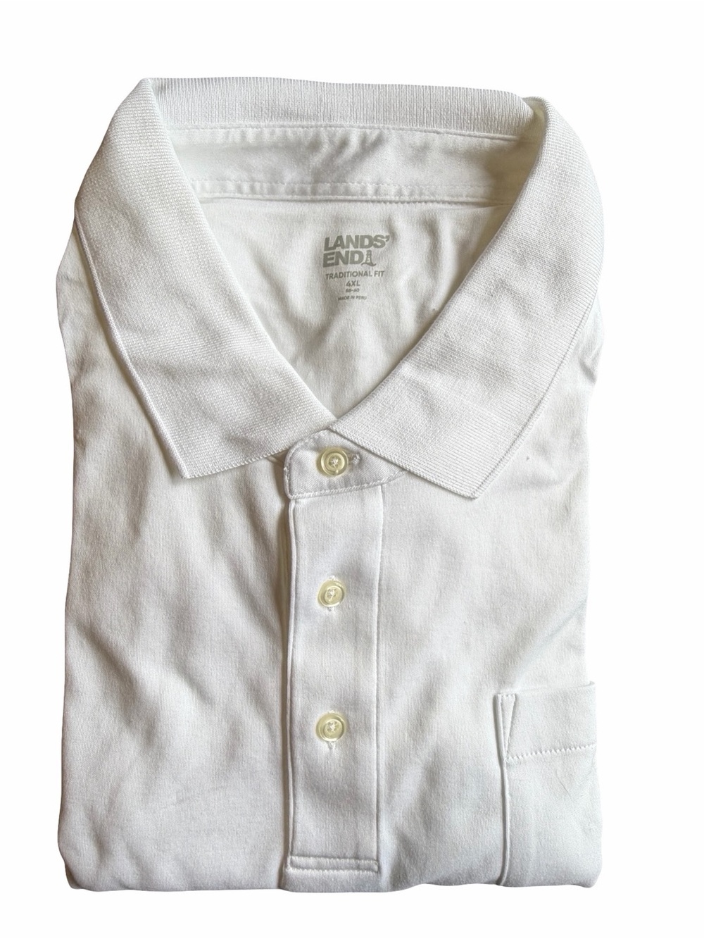 Lands' End Men's White Polo Shirt - Classic Fit 4XL